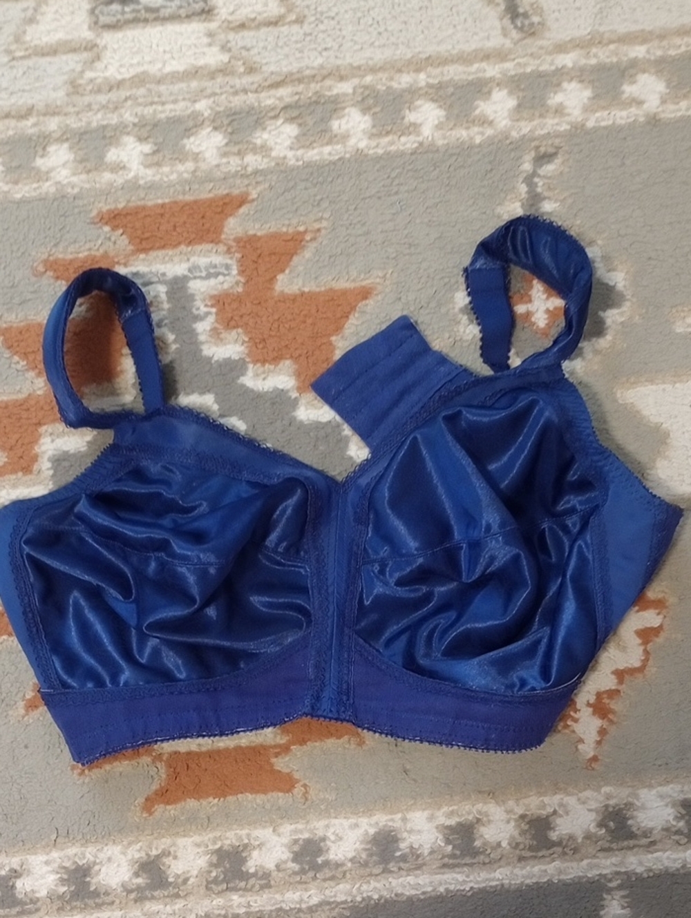 Supportive Satin Full-Coverage Bra in Royal Blue 38DD